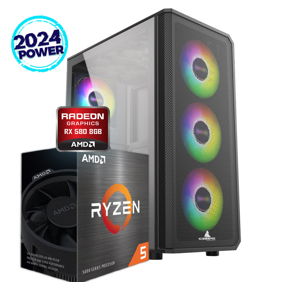 PC Torre Gamer KRATOS AMD Ryzen 5-5500 +B450M + 16Gb + 512 Nvme + RX 580 8Gb @pd