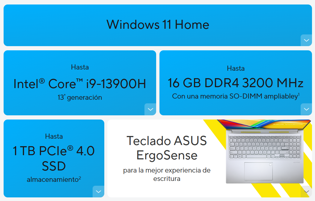 PORTATIL ASUS VIVOBOOK INTEL I9  13900H + 16gb + 1 TB   @pd