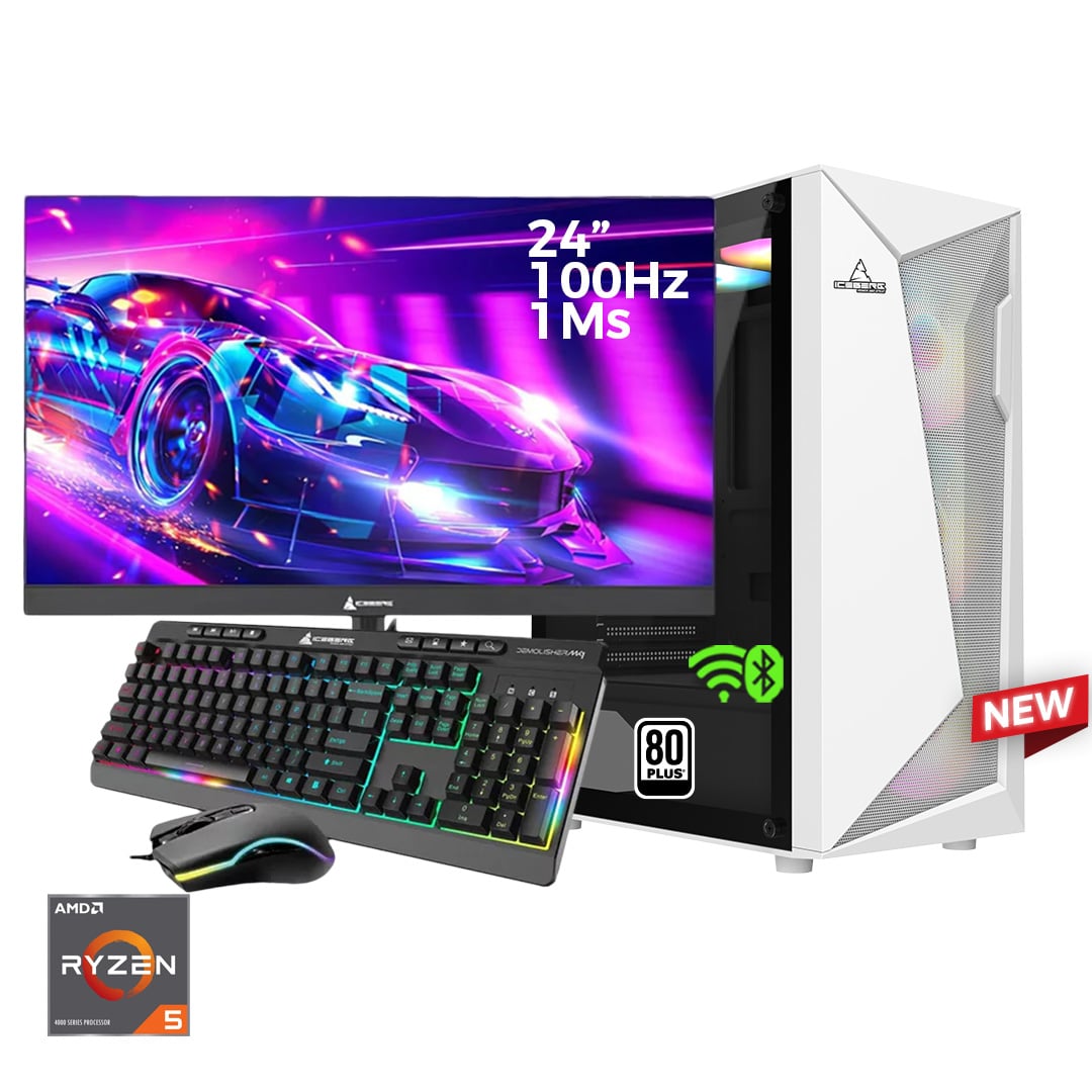 PC GEAR Gamer Amd Ryzen 5 600GT +B550M WIFI + 16gb + Ssd 512gb   Nvme + Monitor 24"+ Combo Teclado y Mouse @pd