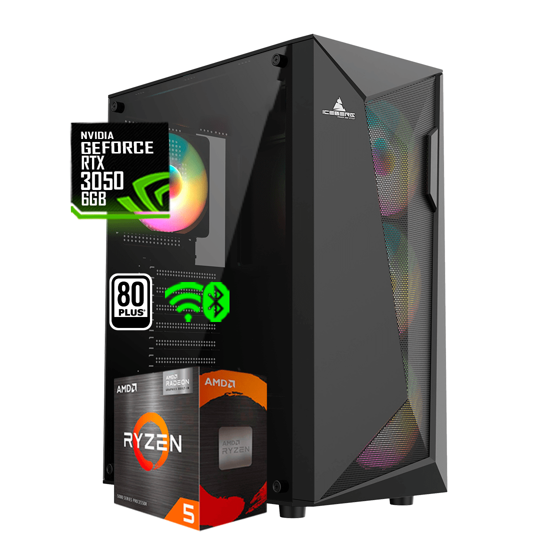 PC Torre Gamer GEAR R5 PRO  AMD RYZEN 5 5600X +B550 WIFI + 16Gb + Ssd 512NVME + RXT 3050 6GB  @pd
