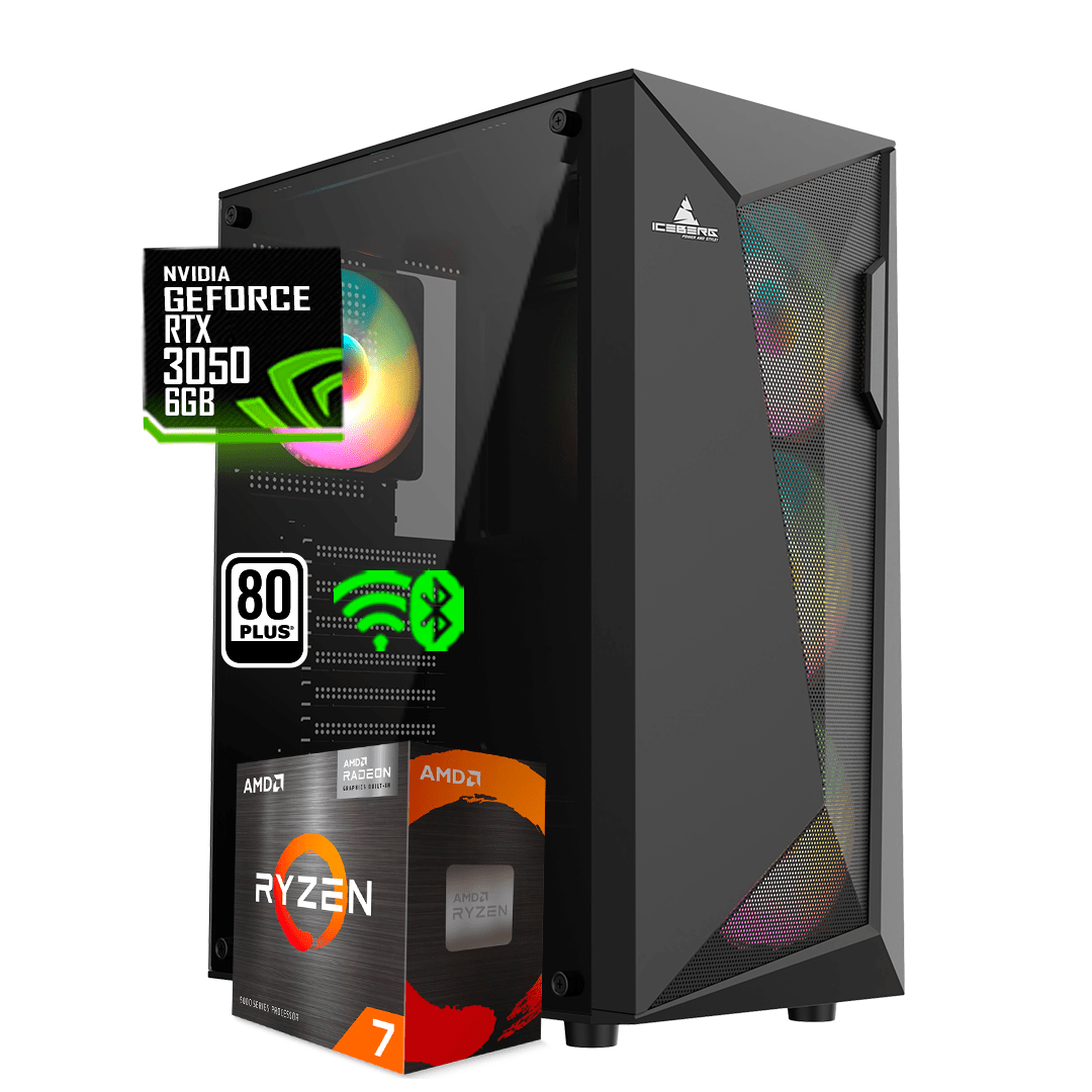 PC Torre Gamer GEAR R5 PRO  AMD RYZEN 5 5600X +B550 WIFI + 16Gb + Ssd 512NVME + RXT 3050 6GB  @pd