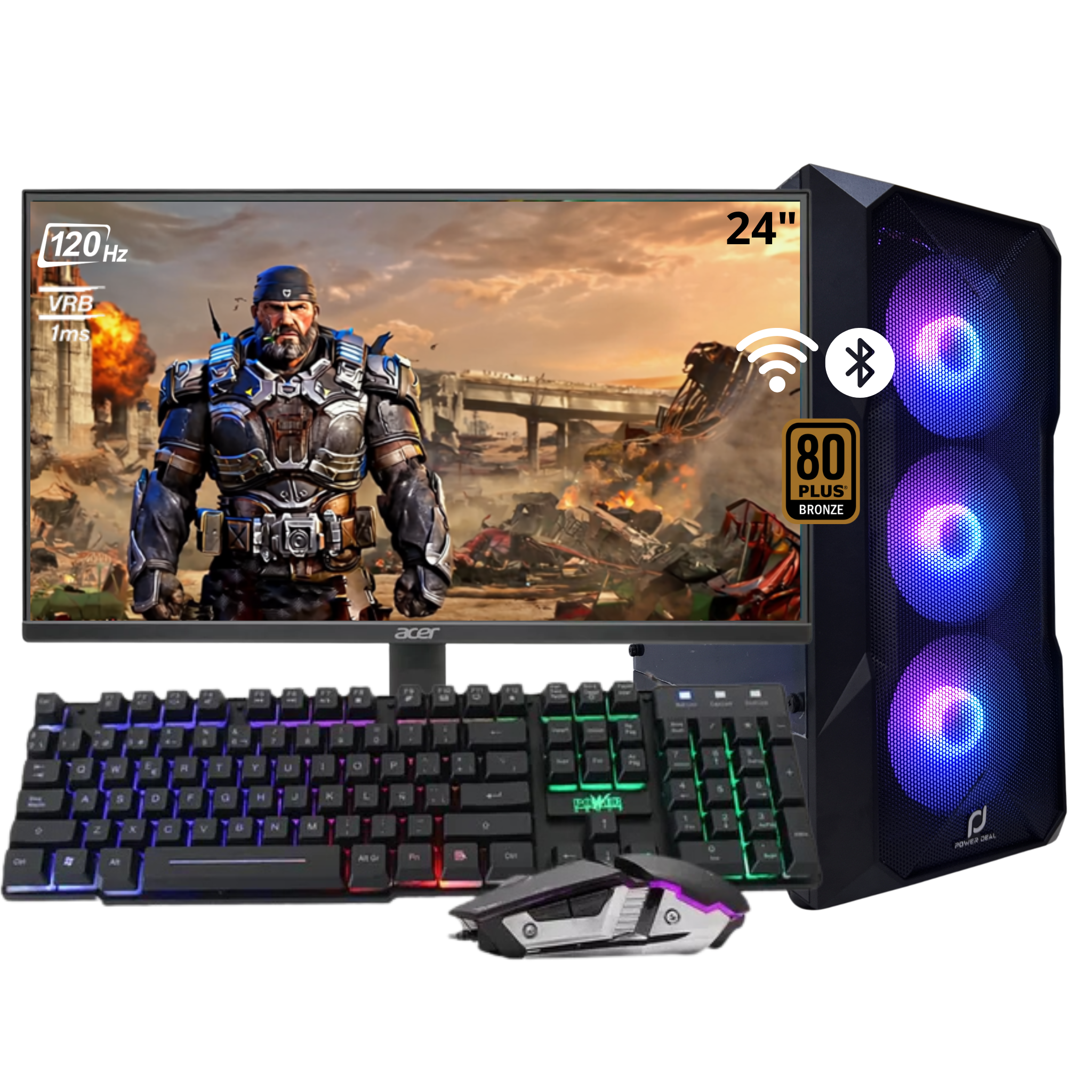 COMPUTADOR TITAN R5 / R7 -  AMD RYZEN 5 5600G - B550M (WIFI + BT) 16GB - Nvme 512GB  - MONITOR 24" 120Hz - COMBO RGB PG - WIN 11