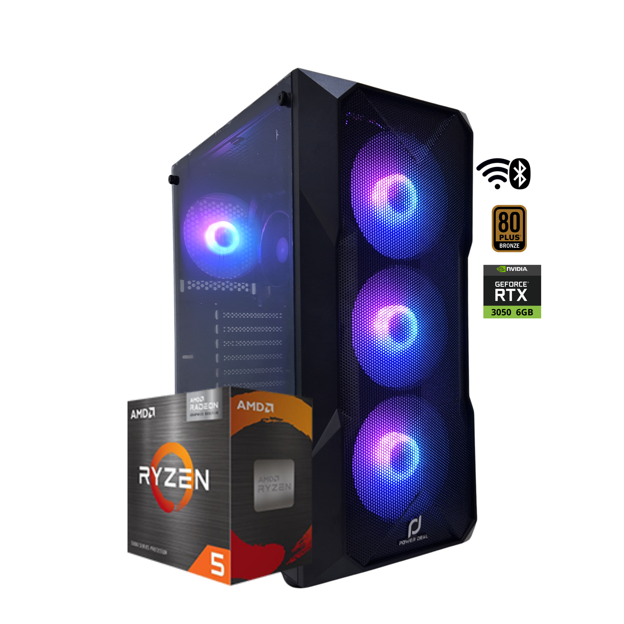 PC TORRE KRATOS R5 AMD RYZEN 5 5600G - B550M (WIFI+BT) - 16 GB - Nvme 512 GB - RTX 3050 6 GB
