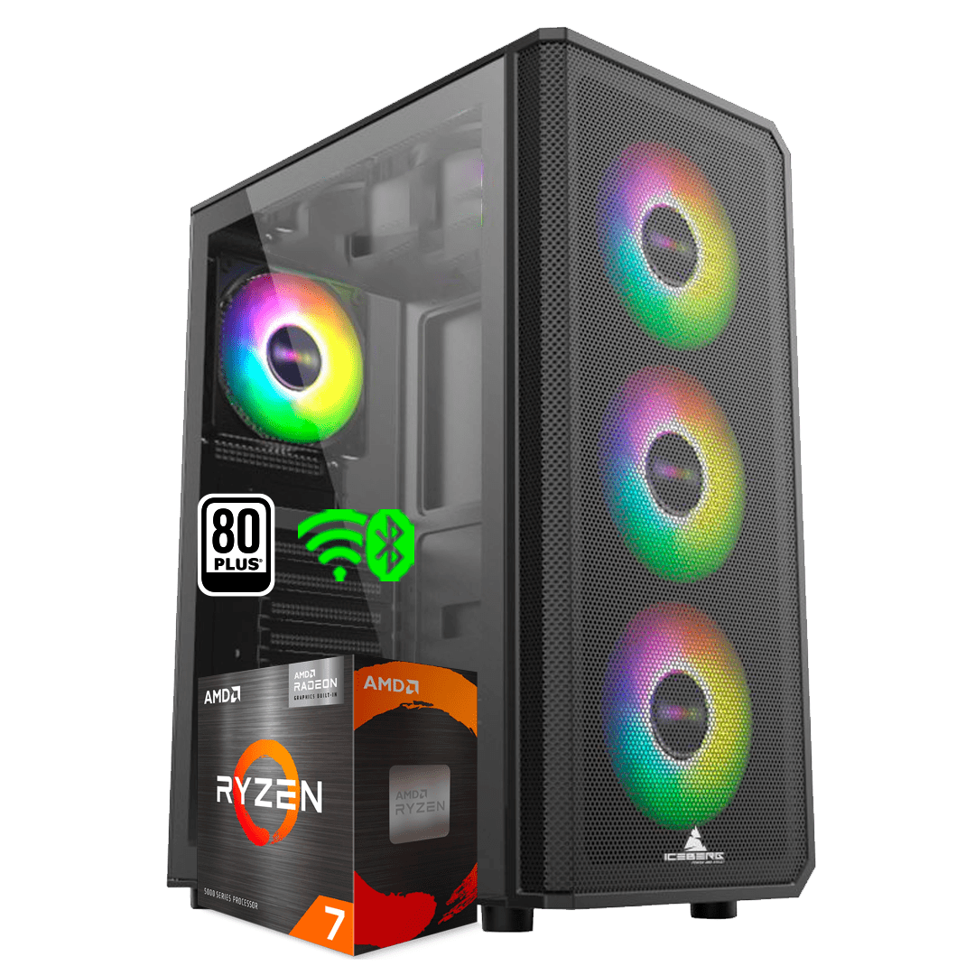 PC GEAR Gamer Amd Ryzen 5 5600G +B550M WIFI + 16gb + Ssd 512gb   Nvme + Monitor 24"+ Combo Teclado y Mouse @pd