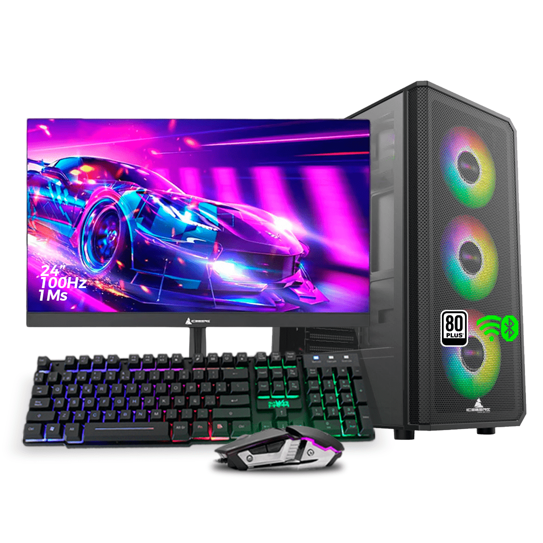 PC GEAR Gamer Amd Ryzen 5 5600G +B550M WIFI + 16gb + Ssd 512gb   Nvme + Monitor 24"+ Combo Teclado y Mouse @pd