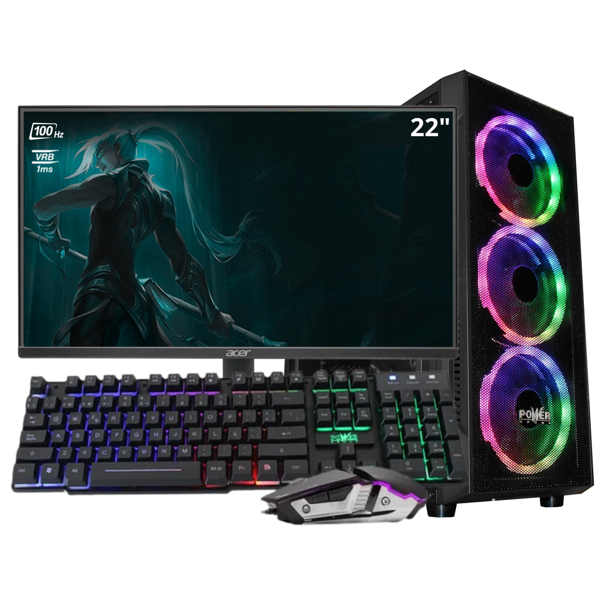 COMPUTADOR SETH AMD RYZEN 5 5600G - A520M - 16GB - Nvme 512GB - MONITOR 22" 100Hz - COMBO RGB - WIN 11