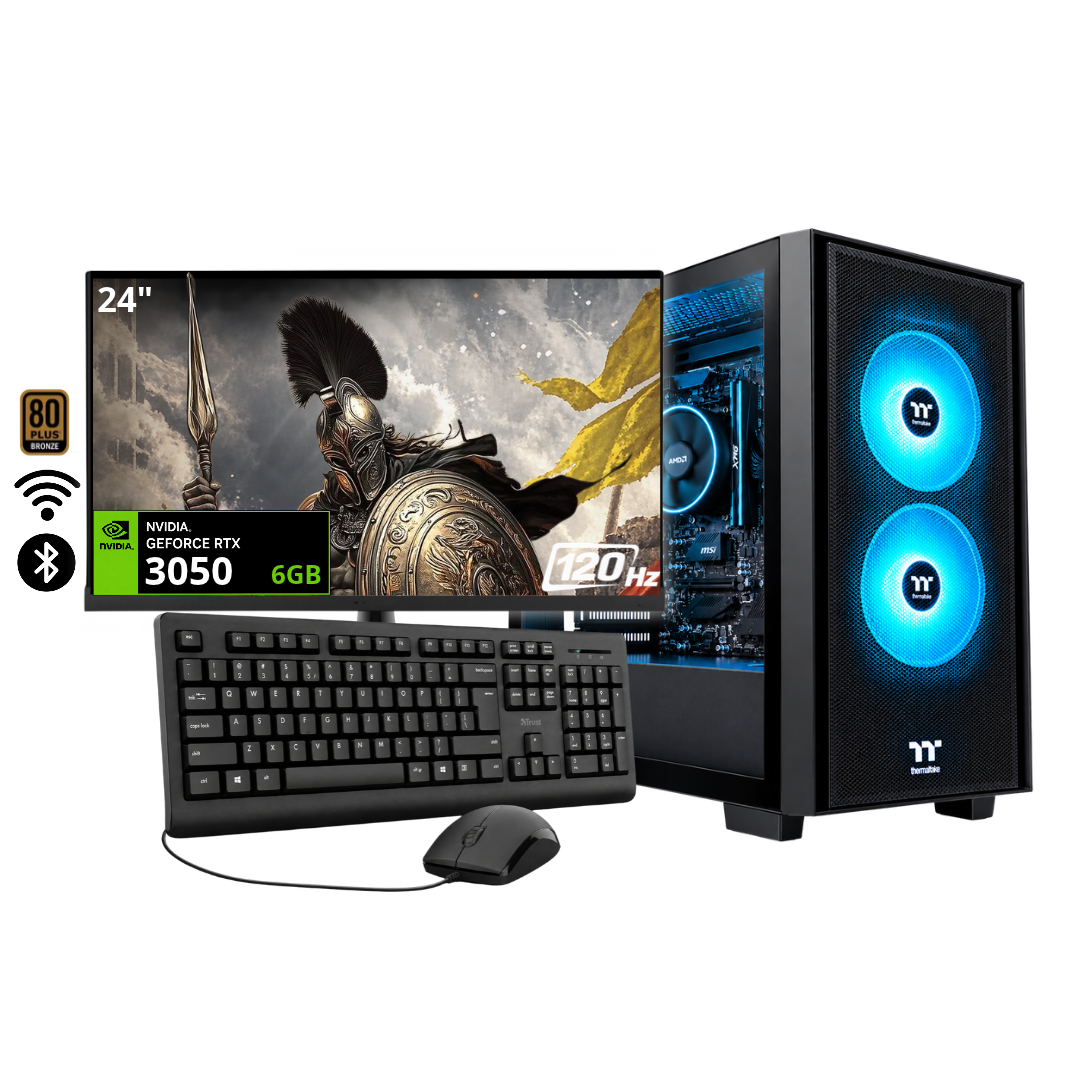 PC ARES / RYZEN 5 5500 + 16GB DDR4 + NVMe 512GB + FTE 600W Bz + B550M WIFI & BT + RTX 3050 6GB + 24" 120Hz + COMBO