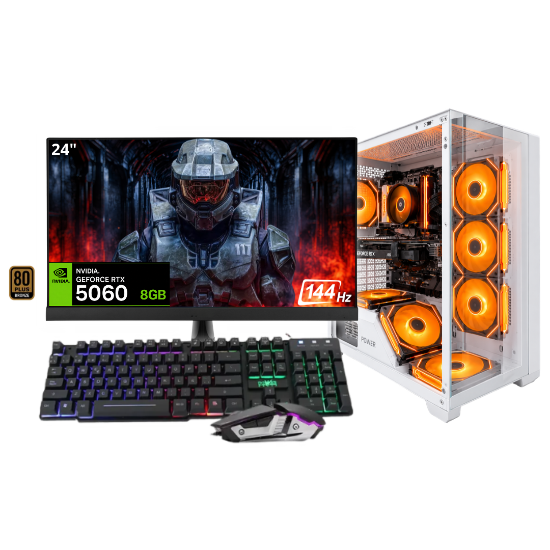 PC DELTA  / RYZEN 5 7600X + 16GB DDR5 + NVMe 512GB + FTE 700W Bz + B650/B840 + RTX 5060 8GB + REF LIQUIDA 240 + 24" 144Hz + COMBO RGB