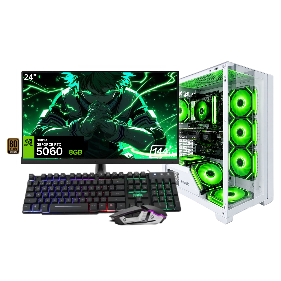 PC DELTA PLUS / RYZEN 7 7700X + 16GB DDR5 + NVMe 512GB + FTE 700W Bz + B650/B840 + RTX 5060 8GB + REF LIQUIDA 240 + 24" 144Hz + COMBO RGB