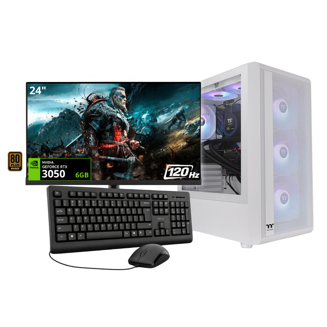 PC FALCON  / RYZEN 5 8500G + 16GB DDR5 + NVMe 512GB + FTE 650W Bz + B650/B840 + RTX 3050 6GB + 24" 120Hz + COMBO