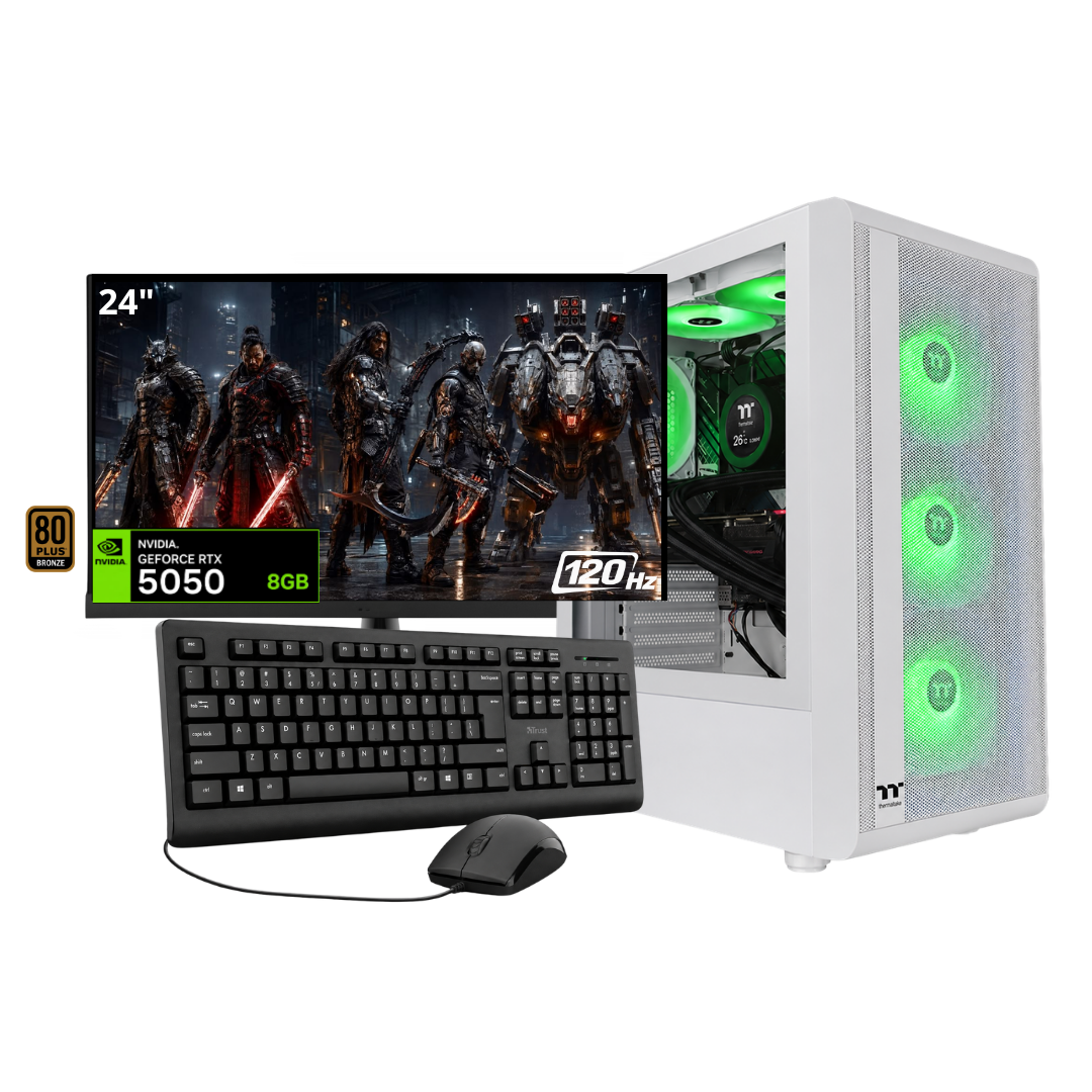 PC FALCON PLUS / RYZEN 5 8500G + 16GB DDR5 + NVMe 512GB + FTE 650W Bz + B650/B840 + RTX 5050 8GB + 24" 120Hz + COMBO RGB