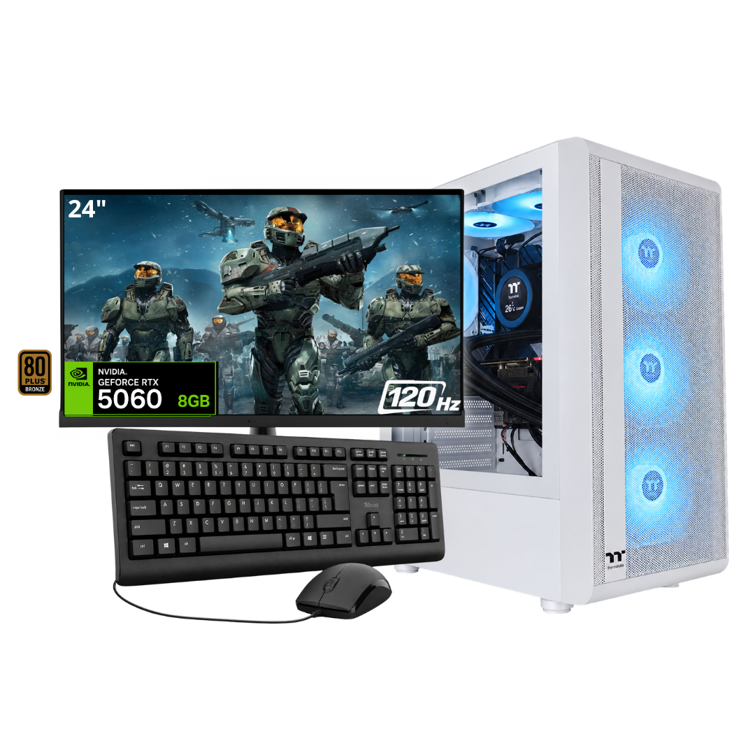 PC FALCON PRO / RYZEN 5 8500G + 16GB DDR5 + NVMe 512GB + FTE 650W Bz + B650/B840 + RTX 5060 8GB + 24" 120Hz + COMBO