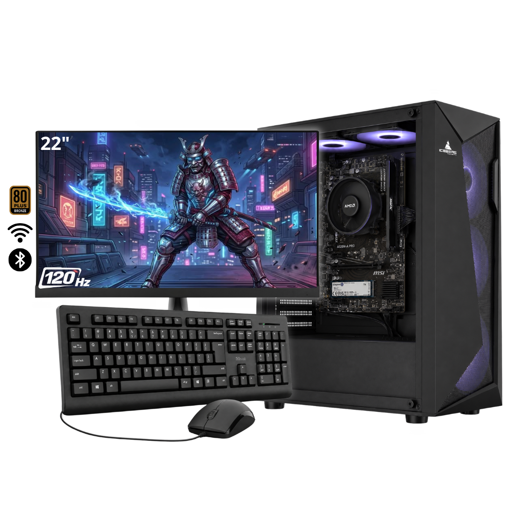 PC FENIX PLUS / RYZEN 5 8600G + 16GB DDR5 + NVMe 512GB + FTE 600W Bz + B650/B840 WIFI & BT  22" 120Hz + COMBO