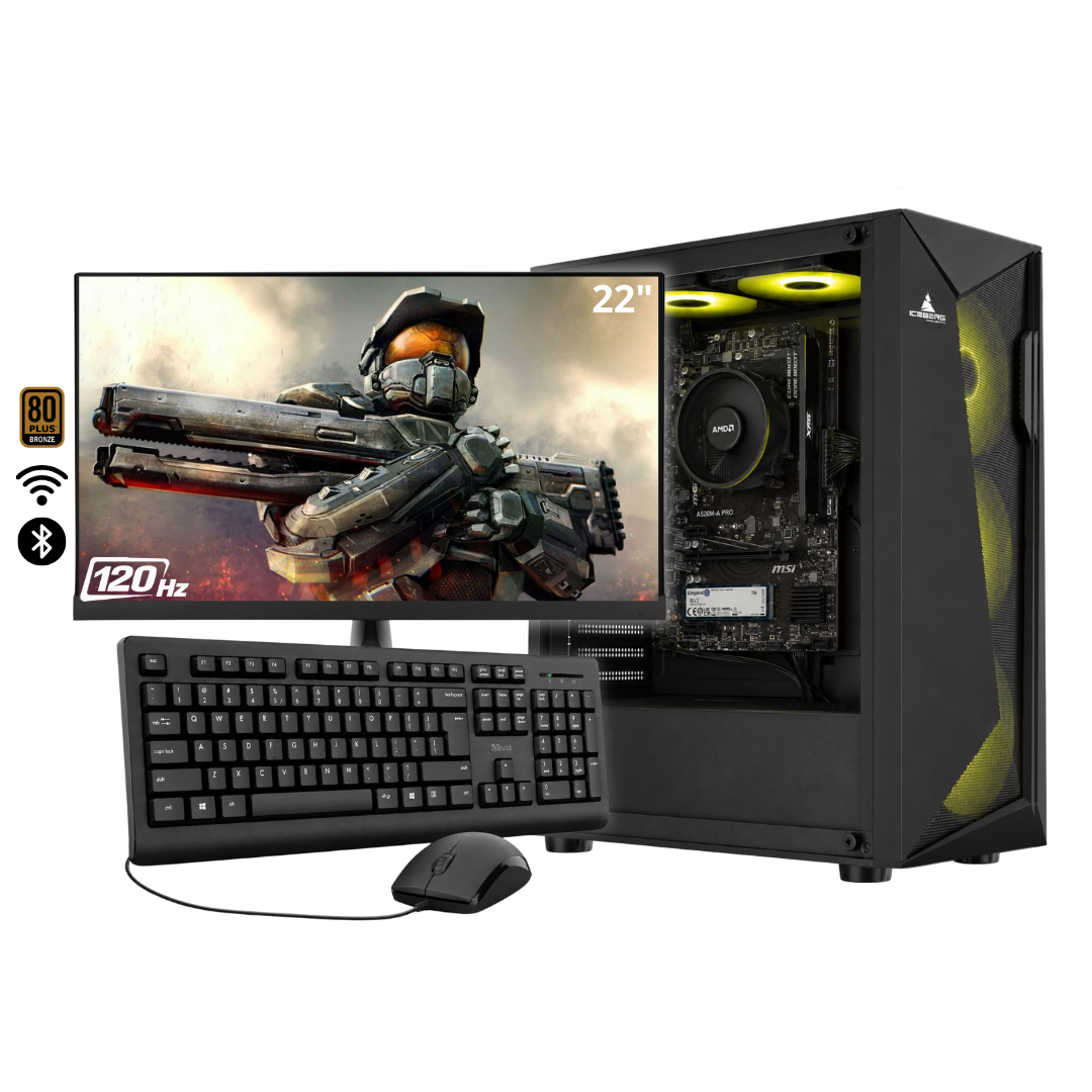 PC FENIX PRO / RYZEN 7 8700G + 16GB DDR5 + NVMe 512GB + FTE 600W Bz + B650/B840 WIFI & BT  22" 120Hz + COMBO