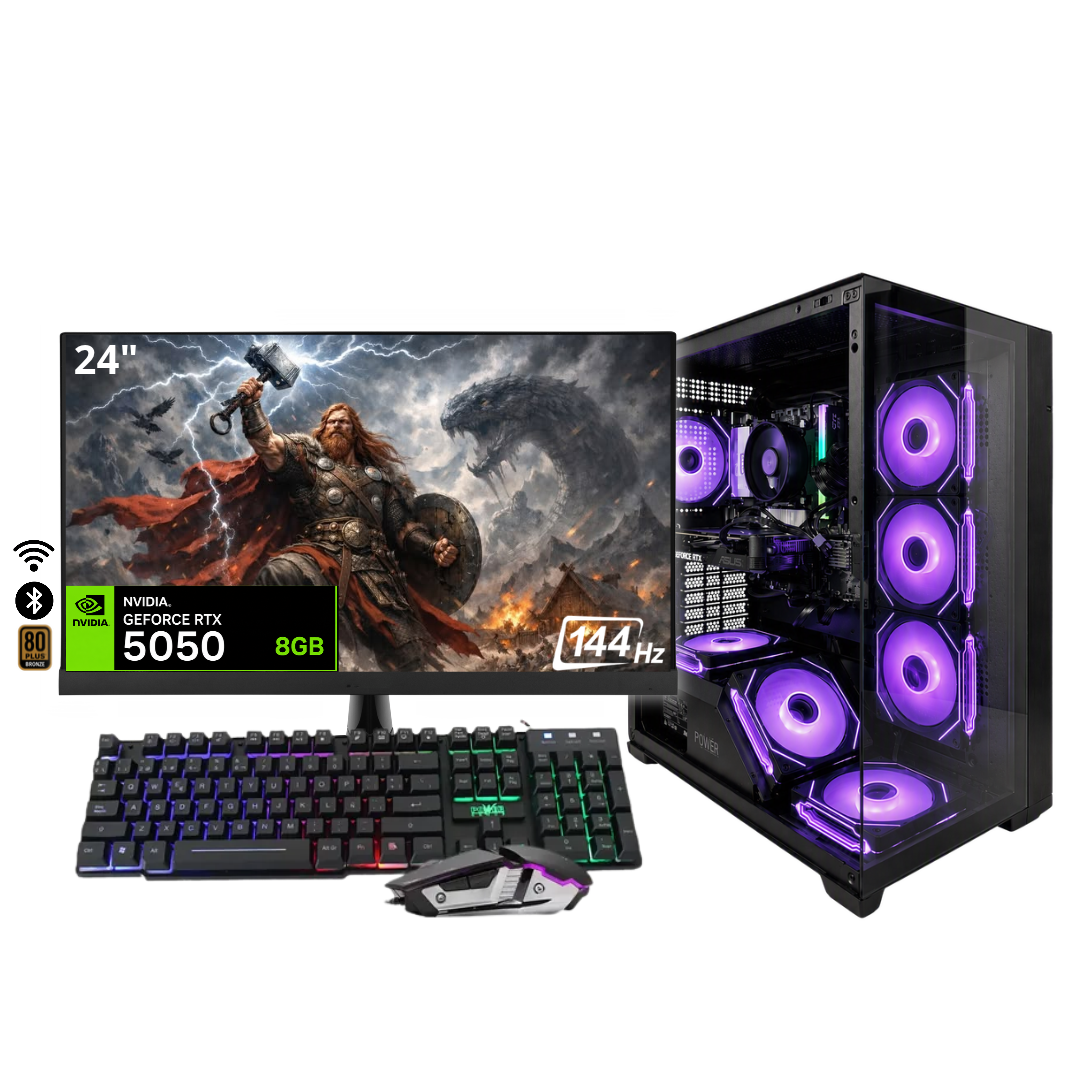 PC ODIN / RYZEN 7 8700F + 16GB DDR5 + NVMe 512GB + FTE 750W Bz + B650/B840 WIFI & BT + RTX 5050 8GB + 24" 144Hz + COMBO RGB