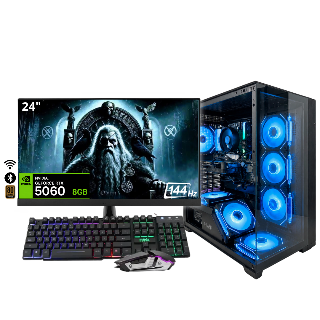PC ODIN PLUS / RYZEN 7 8700F + 16GB DDR5 + NVMe 512GB + FTE 750W Bz + B650/B840 WIFI & BT + RTX 5060 8GB + 24" 144Hz + COMBO RGB