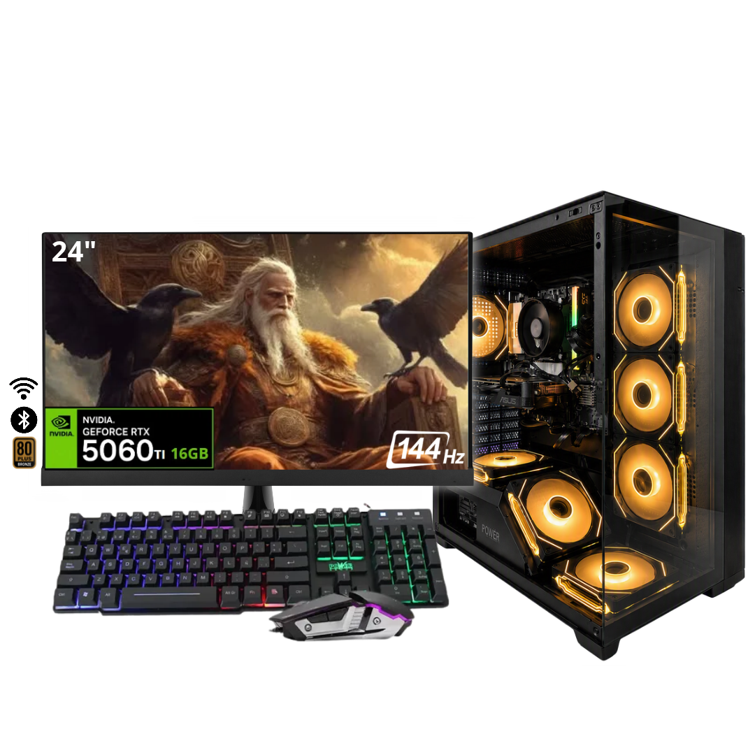 PC ODIN PRO / RYZEN  7 8700F + 16GB DDR5 + NVMe 512GB + FTE 750W Bz + B650/B840 WIFI & BT + RTX 5060TI 8GB + 24" 144Hz + COMBO RGB