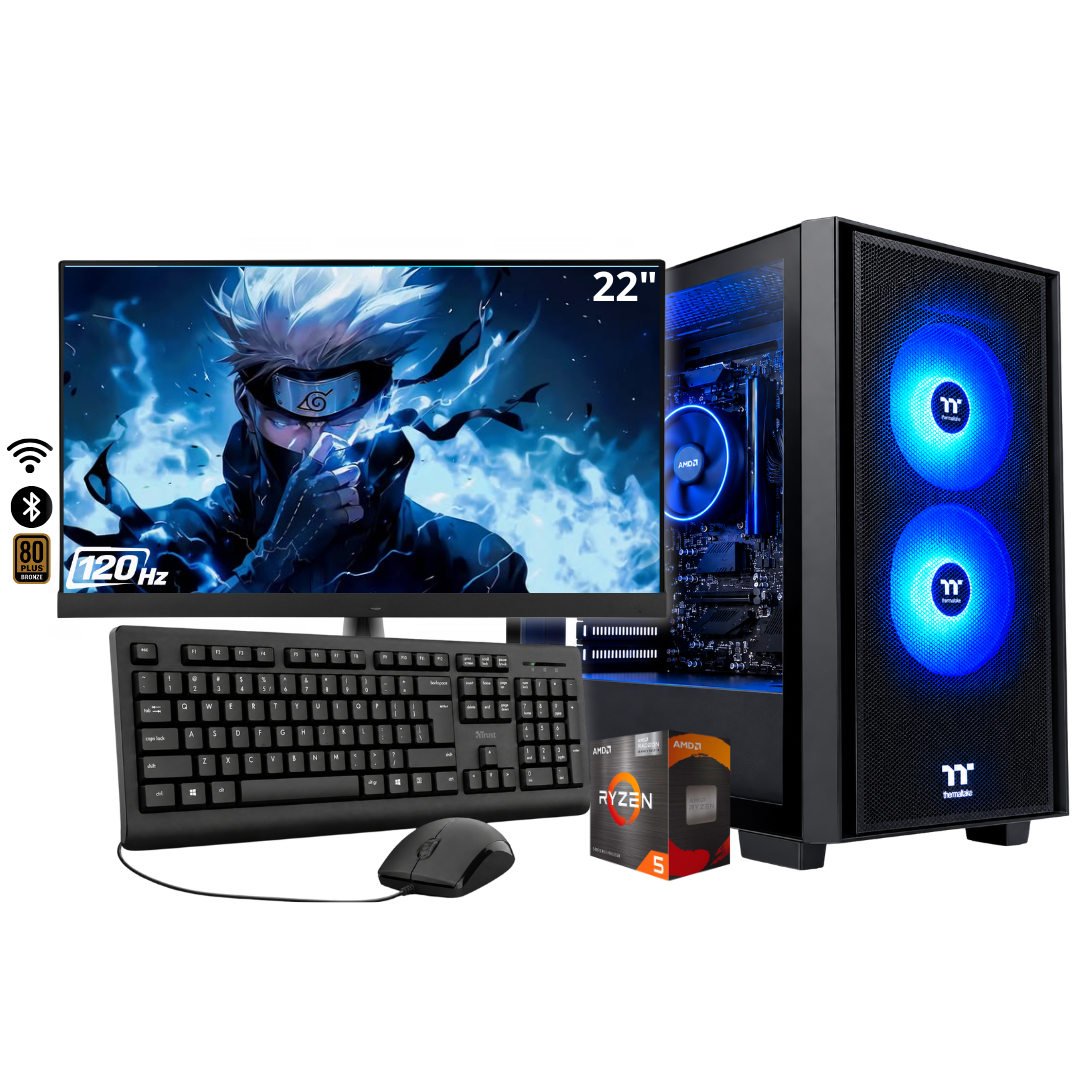 PC TITAN / RYZEN 5 5600GT + 16GB DDR4 + NVMe 512GB + FTE 600W Bz + B550M WIFI & BT  22" 120Hz + COMBO