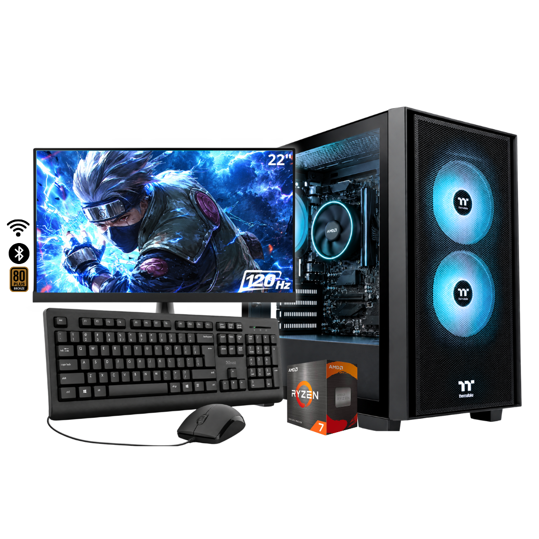 PC TITAN PLUS / RYZEN 7 5700G + 16GB DDR4 + NVMe 512GB + FTE 600W Bz + B550M WIFI & BT  22" 120Hz + COMBO