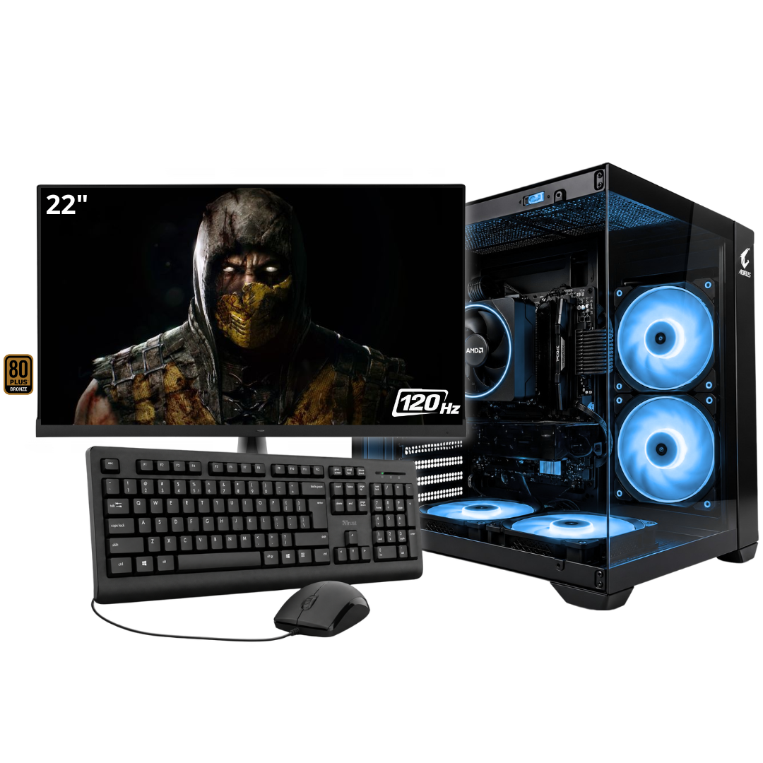 PC ZEUS PLUS / RYZEN 5 8600G + 16GB DDR5 + NVMe 512GB + FTE 450W + B650/B840  22" 120Hz + COMBO