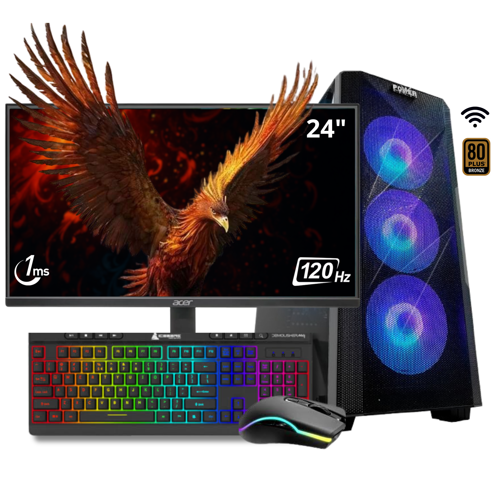 PC COMPUTADOR FENIX AMD RYZEN 5 8500G - B650 - 16GB - 1TB - MONITOR 24" 120Hz - COMBO - WIN 11