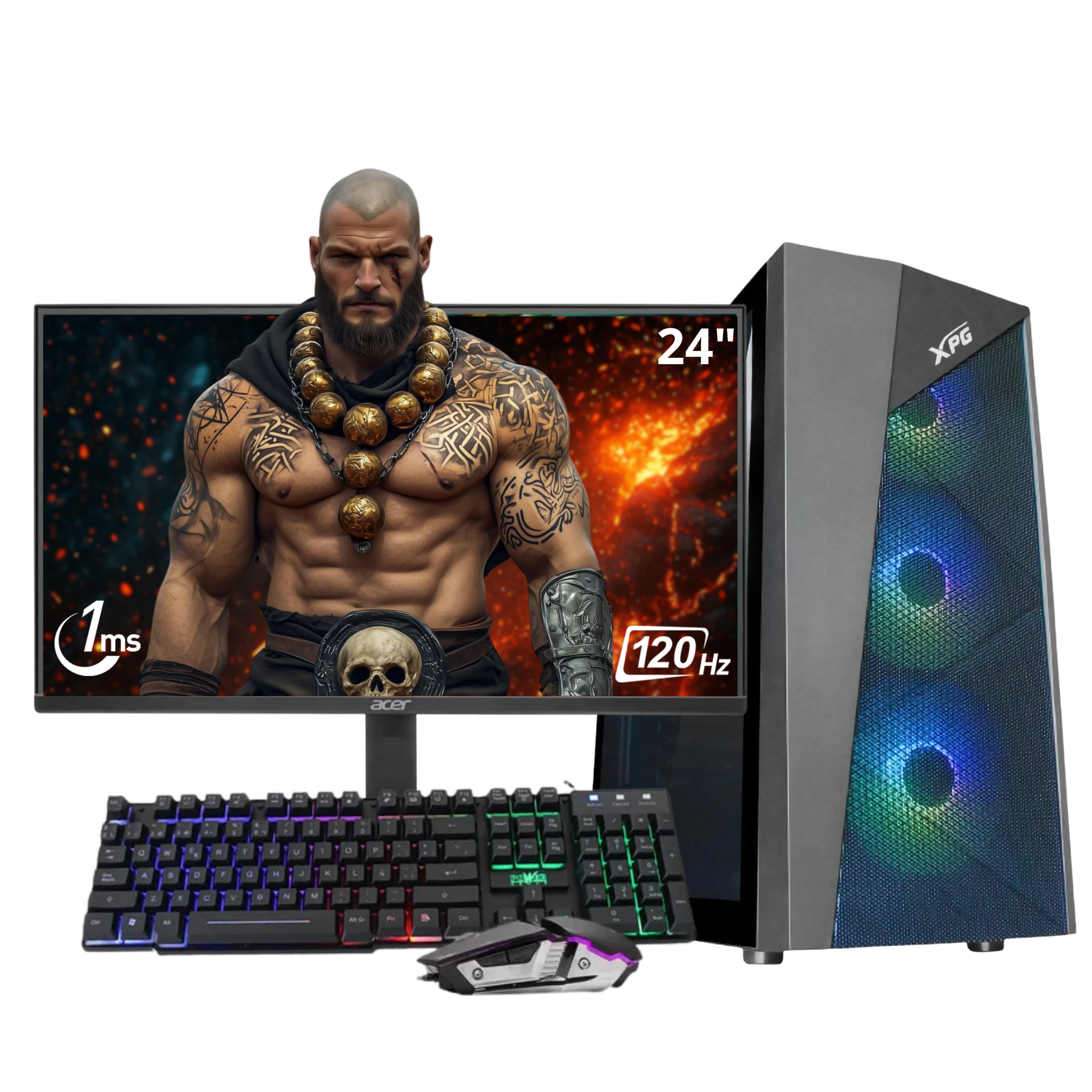 COMPUTADOR TITAN R5 / R7 -  AMD RYZEN 5 5600G - B550M (WIFI + BT) 16GB - Nvme 512GB  - MONITOR 24" 120Hz - COMBO RGB PG - WIN 11