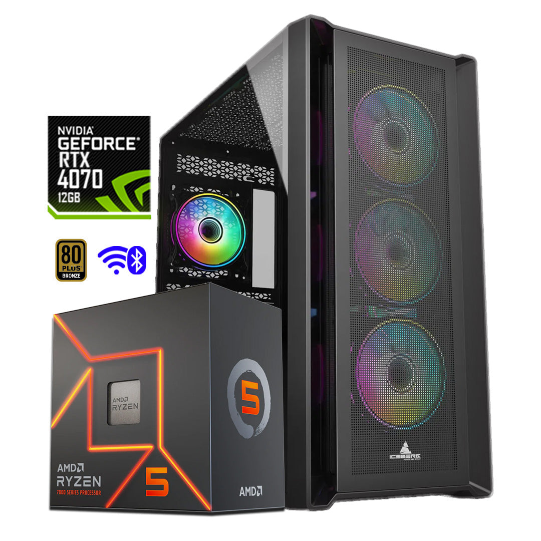 PC Torre Gamer TITAN  AMD Ryzen  5 7600X  + A620 WIFI+ 32 GB + SSD 1TB + RTX 4070  @pd (copia)
