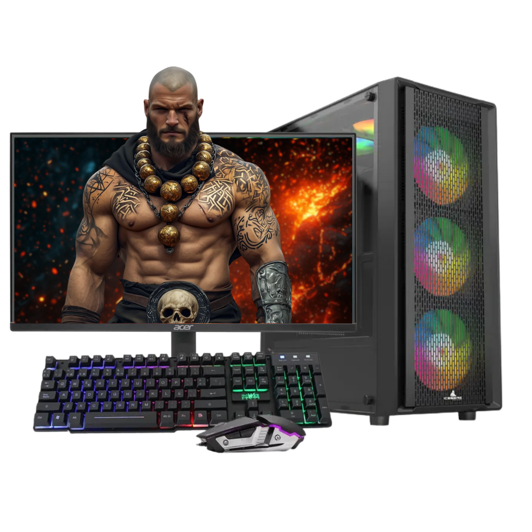 PC TITAN R7 / FLOW C BLACK + 4 ARGB +   RYZ 7 5700G + B550M Wifi +16GB DDR4 + 512 NVMe +  600W 80 + 24" 120Hz + COMBO RGB 801