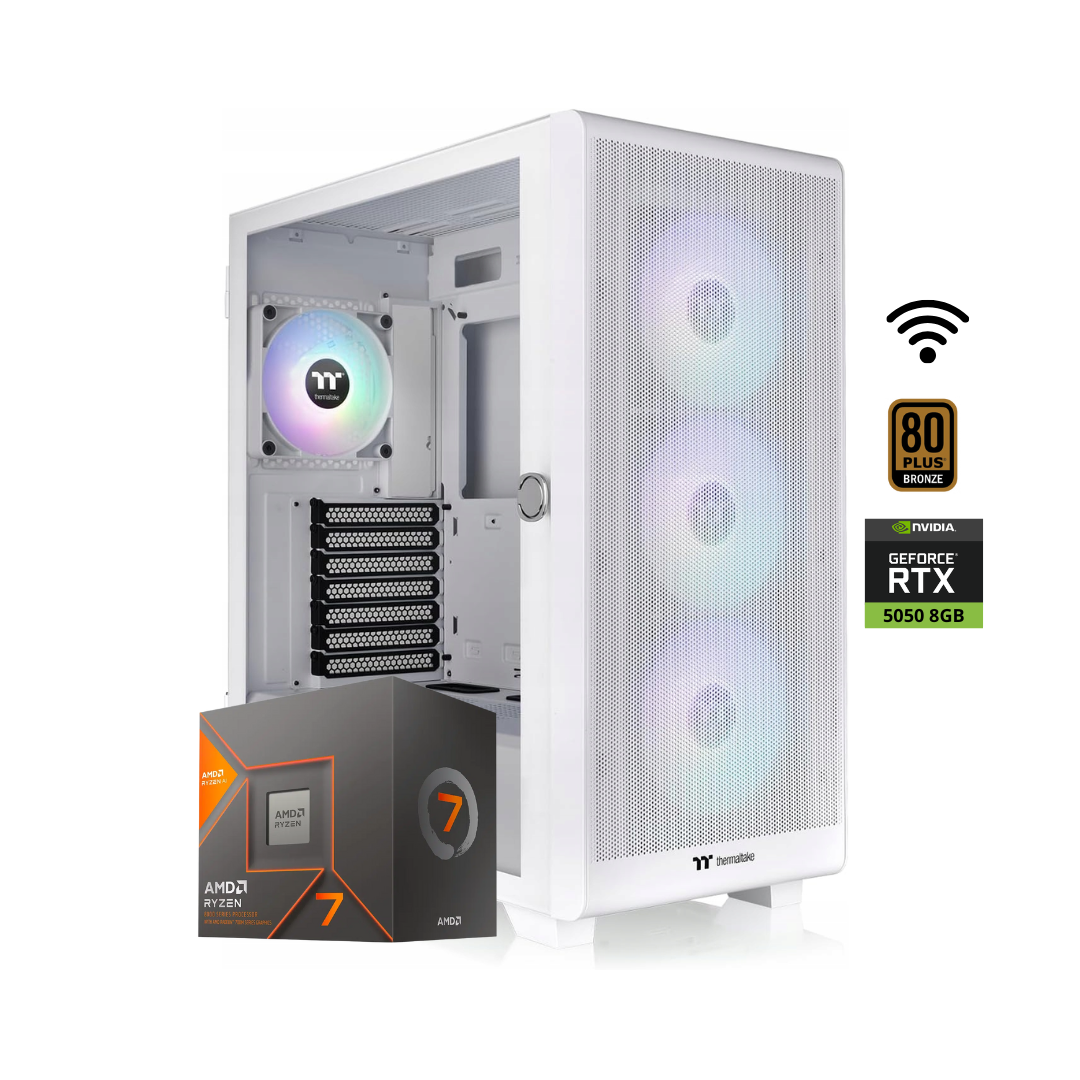 PC TORRE TRON MAX / S200 WHITE  -  AMD RYZEN 7 8700G -  B650 (WIFI ) - 16GB + Nvme 1 TB - RTX 5050 8GB