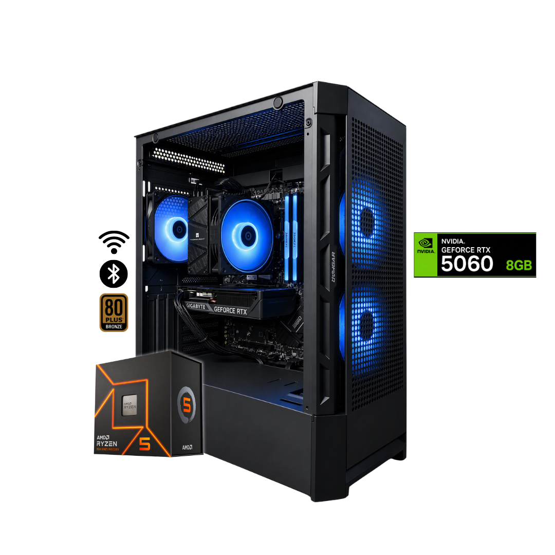 TORRE ALPHA PLUS / RYZEN 5 9600X + 16GB DDR5 + NVMe 1TB + FTE 750W Bz + B650 WIFI & BT + RTX 5060 8GB