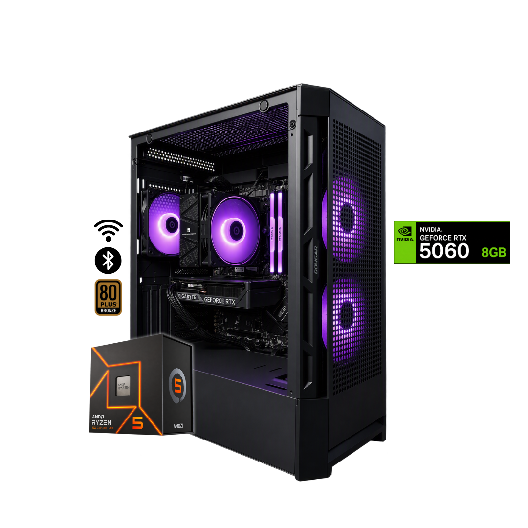TORRE ALPHA PRO / RYZEN 5 9600X + 16GB DDR5 + NVMe 1TB + FTE 750W Bz + B650 WIFI & BT + RTX 5060 8GB