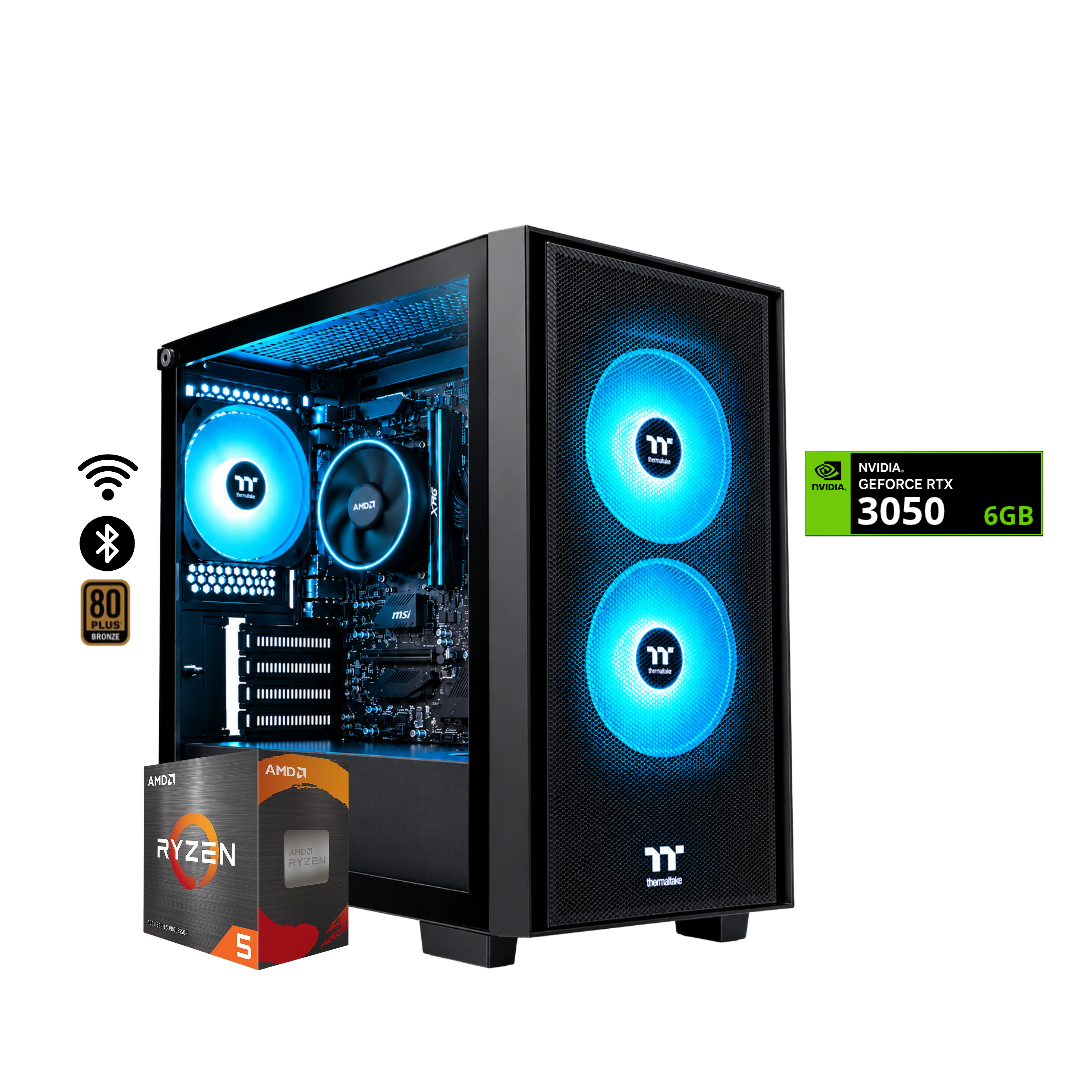 TORRE ARES / RYZEN 5 5500 + 16GB DDR4 + NVMe 512GB + FTE 600W Bz + B550M WIFI & BT + RTX 3050 6GB
