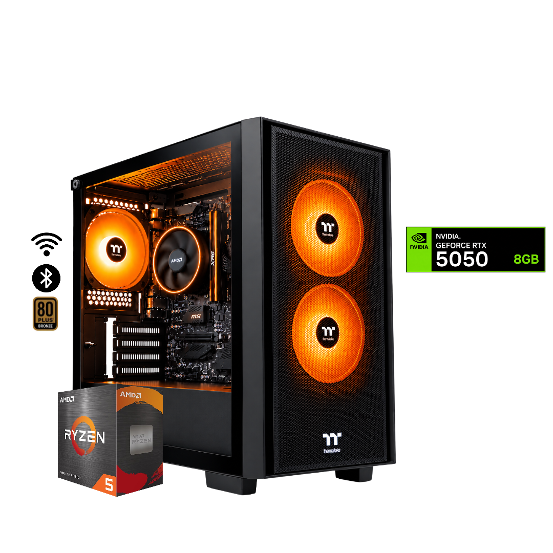TORRE ARES PLUS / RYZEN 5 5500 + 16GB DDR4 + NVMe 512GB + FTE 600W Bz + B550M WIFI & BT + RTX 5050 8GB