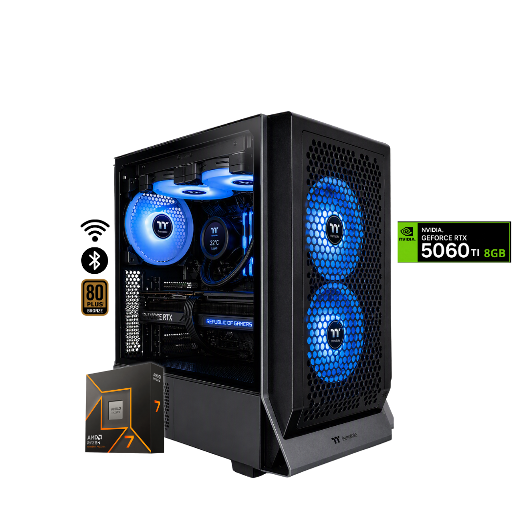TORRE DRAKO PLUS / RYZEN 7 9700X + 16GB DDR5 + NVMe 512GB + FTE 750W Bz + B850 WIFI & BT + RTX 5060TI 8GB + REF LIQUIDA 240