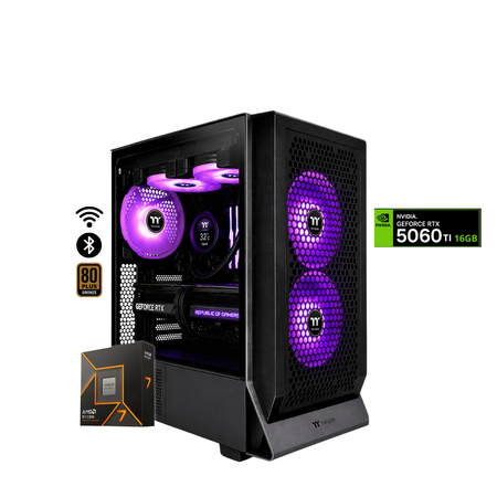 TORRE DRAKO PRO / RYZEN 7 9700X + 16GB DDR5 + NVMe 512GB + FTE 750W Bz + B850 WIFI & BT + RTX 5060TI 16GB + REF LIQUIDA 240