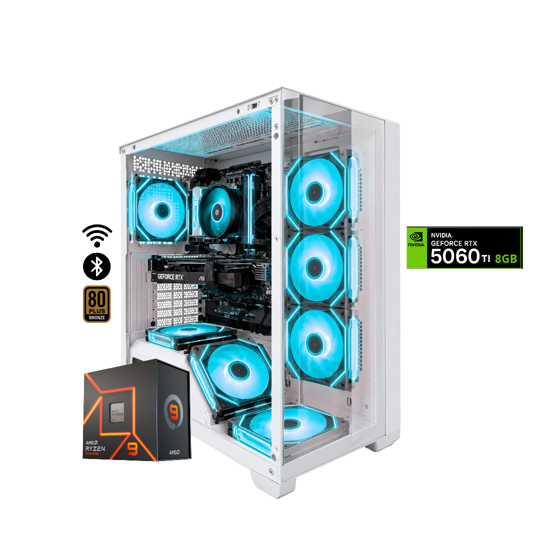 TORRE NOVA / RYZEN 9 7900X + 32GB DDR5 + NVMe 1TB + FTE 750W Bz + B850 WIFI & BT + RTX 5060TI 8GB + REF LIQUIDA 240