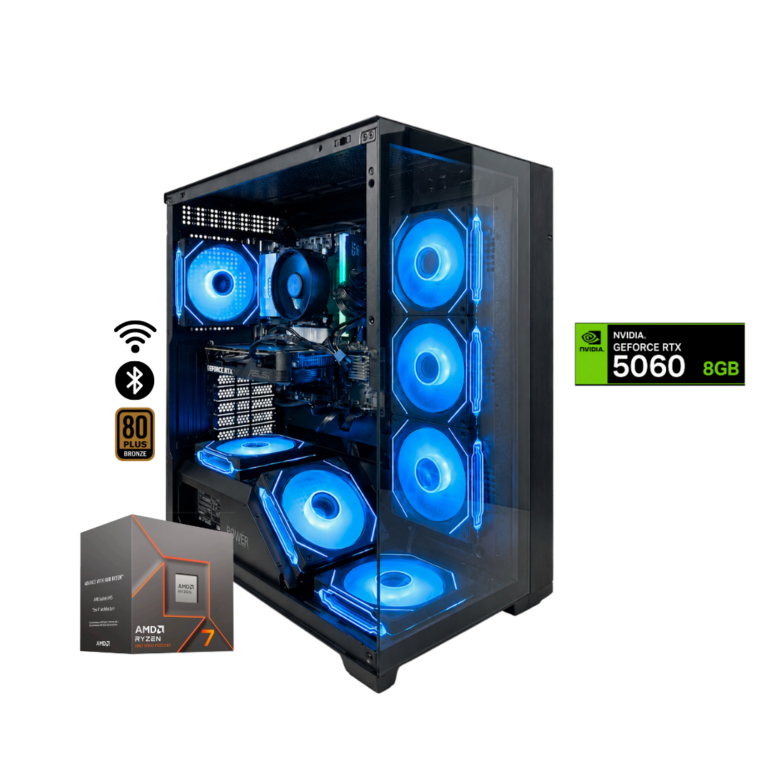 TORRE ODIN PLUS / RYZEN 7 8700F + 16GB DDR5 + NVMe 512GB + FTE 750W Bz + B650/B840 WIFI & BT + RTX 5060 8GB