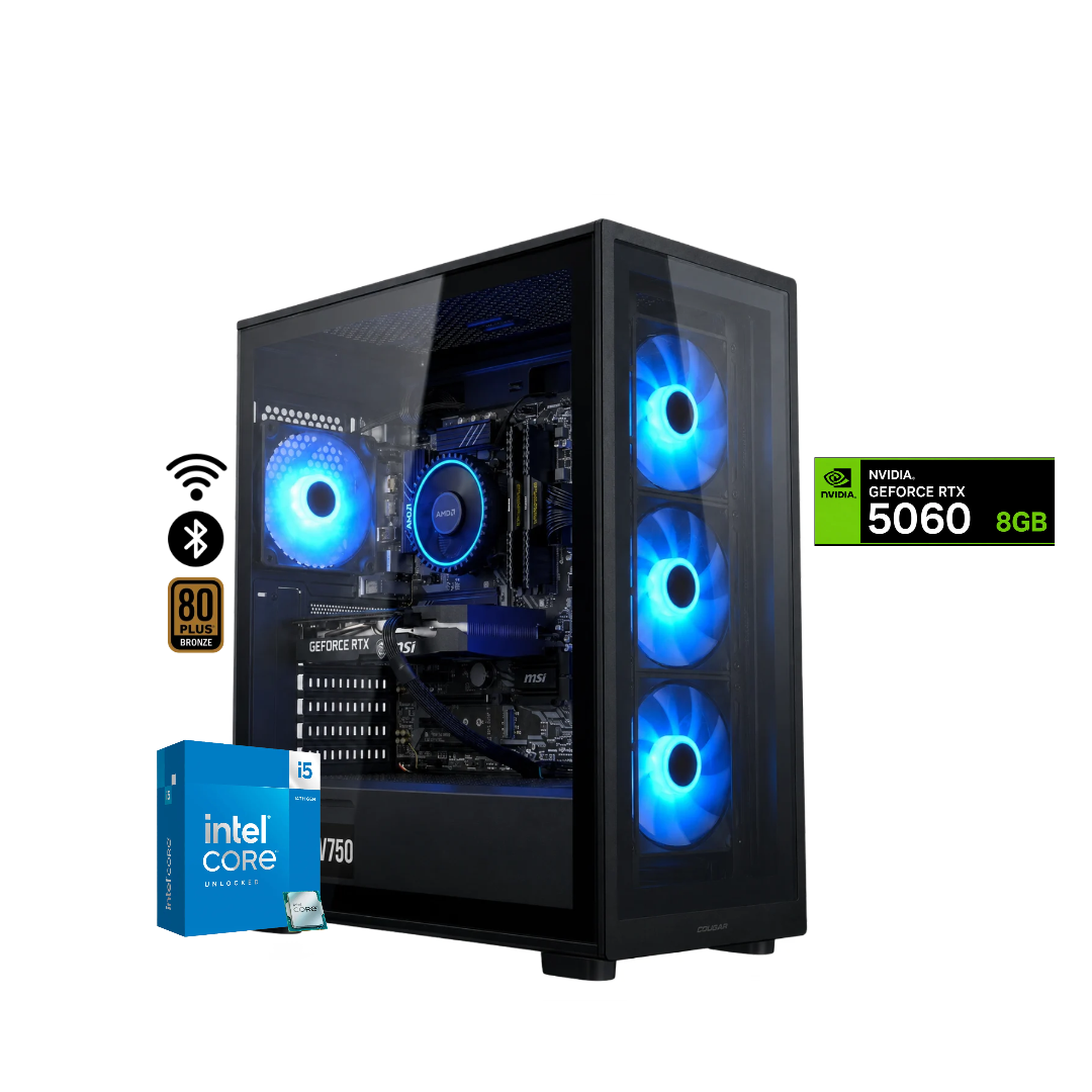 TORRE ZORK  / INTEL CORE i5 14400F + 16GB DDR5 + NVMe 512GB + FTE 750W Bz + B760 WIFI & BT + RTX 5060 8GB