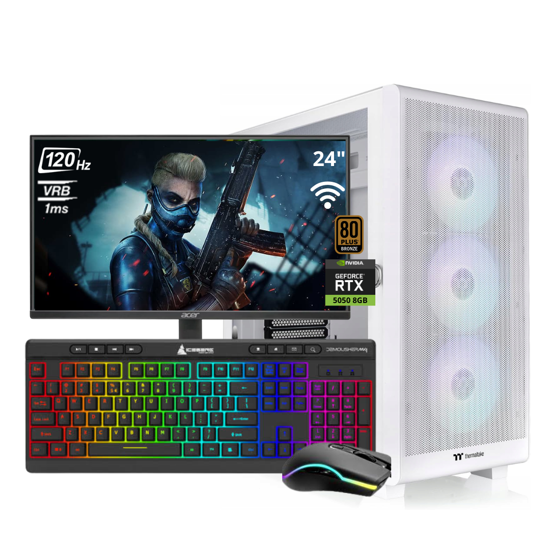 PC TRON MAX / T.T. S200 BLACK + 4 ARGB + RYZ 7 8700G + B650 Wifi + 16GB DDR5 + 1TB NVMe + 700W 80 Br + RTX 5050 8GB +24" 120Hz + MK1