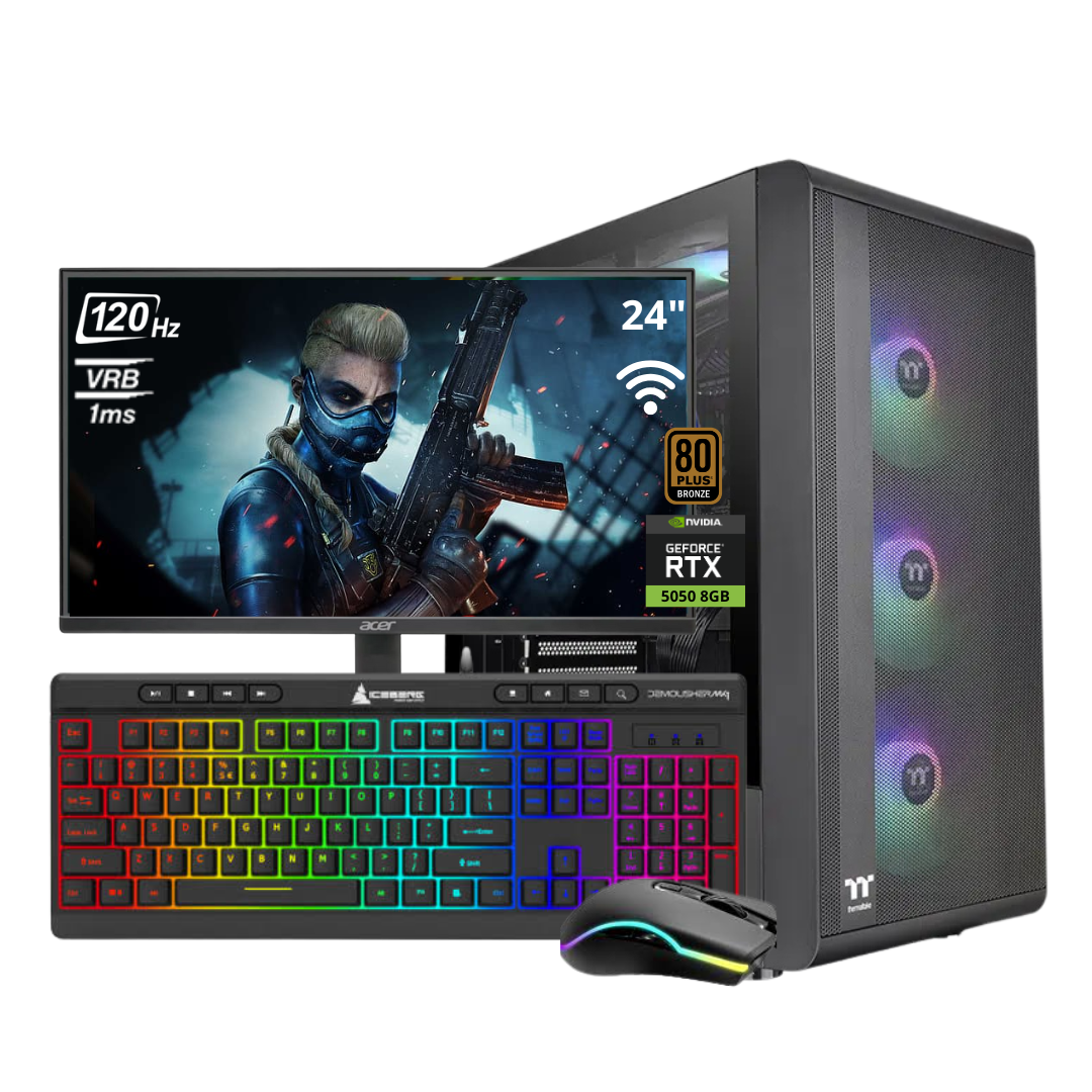 PC TRON MAX / T.T. S200 BLACK + 4 ARGB + RYZ 7 8700G + B650 Wifi + 16GB DDR5 + 1TB NVMe + 700W 80 Br + RTX 5050 8GB +24" 120Hz + MK1