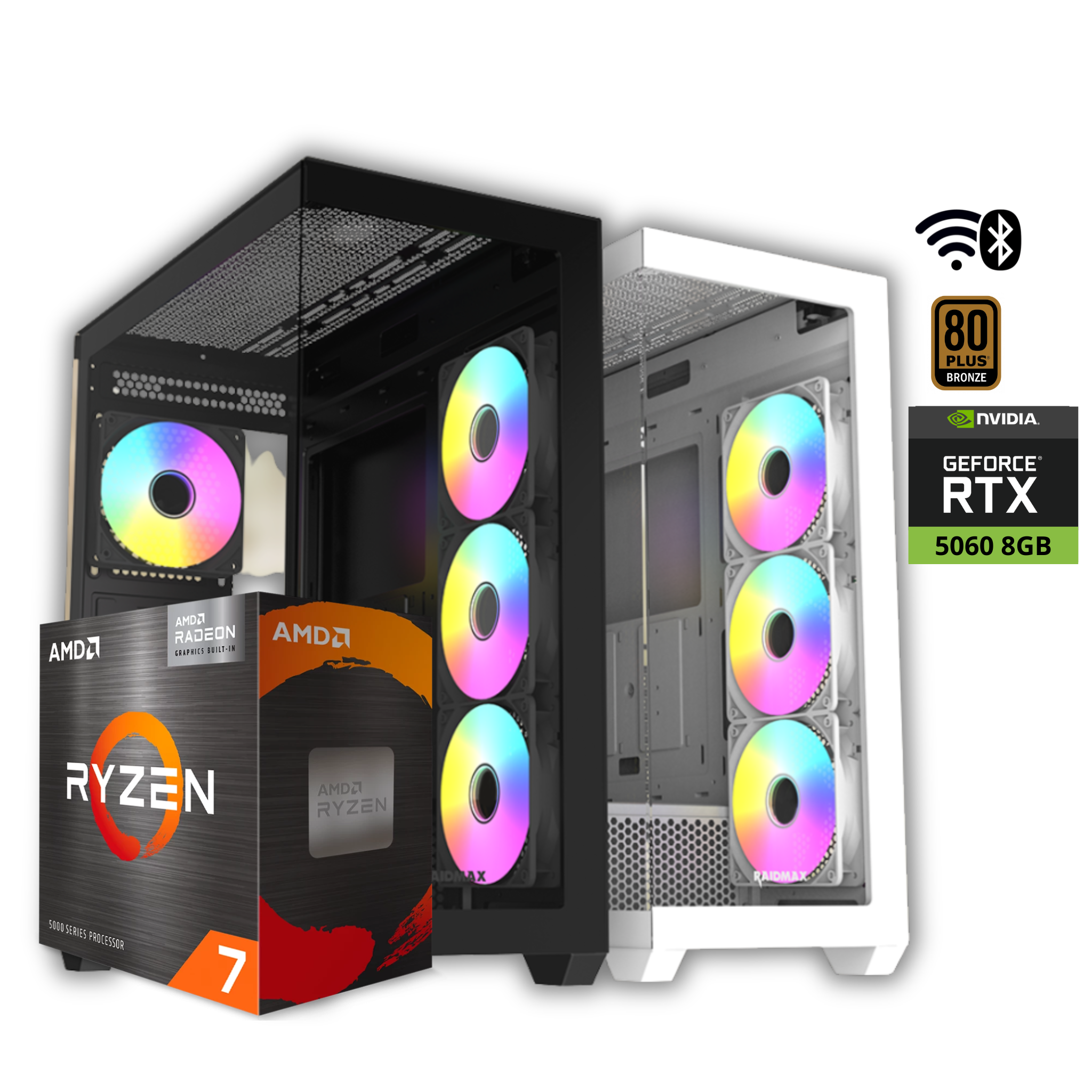 PC TORRE WARZONE RTX AMD RYZEN 7 5700X -  B550 (WIFI + BT) - 32GB + Nvme 1 TB - RTX 5060